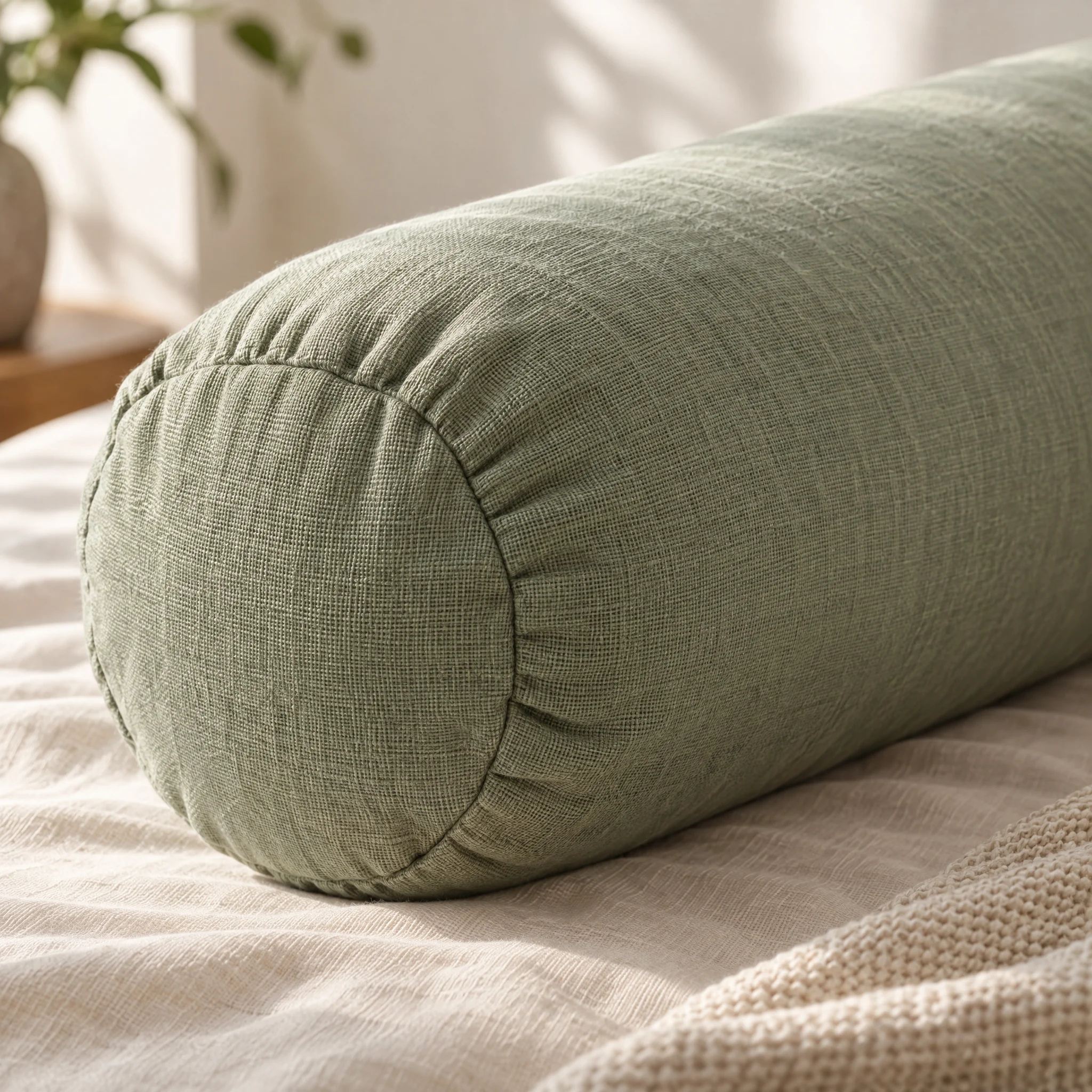 Close detail of the softly woven cover fabric